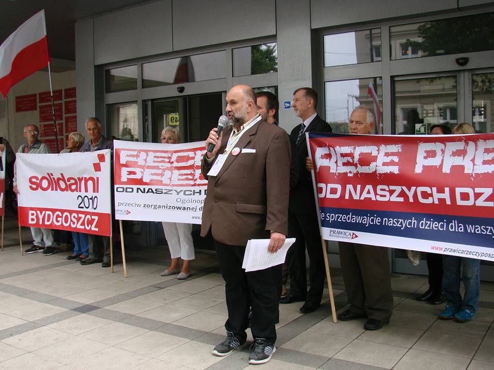 Bydgoski protest przeciwko edukacji seksualnej w polskich szkołach. Foto: Facebook