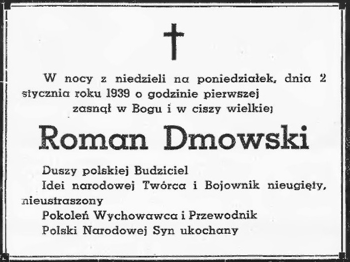 Dziś 76 rocznica śmierci Romana Dmowskiego
